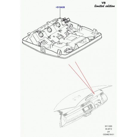 Land rover console de toit Evoque (LR043592)