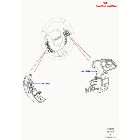 Land rover interrupteur volant Evoque (LR043613)