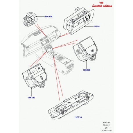 Land rover contacteur commande mode descente Evoque (LR043627)