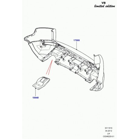 Land rover finition échappement Evoque (LR043649)