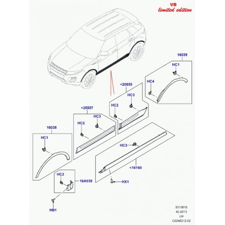 Land rover enjoliveur aile avant Evoque (LR043653)