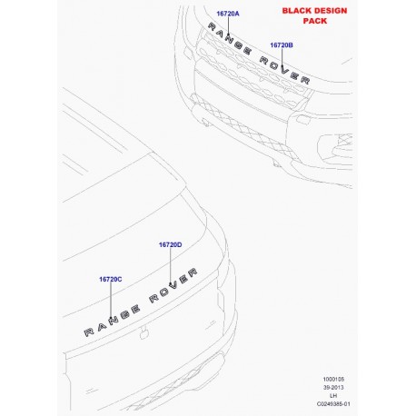 Land rover embleme plastique Evoque (LR043667)