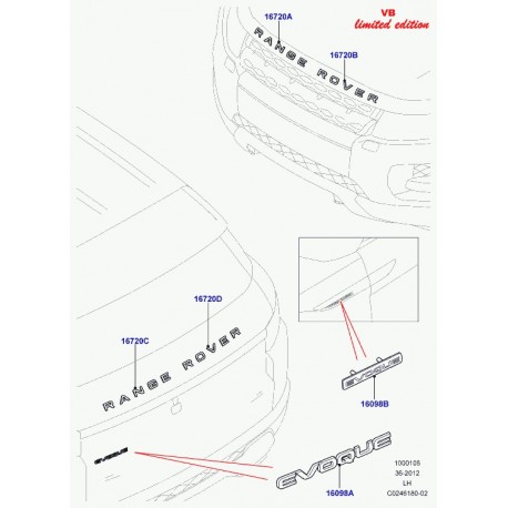 Land rover embleme plastique Evoque (LR043669)