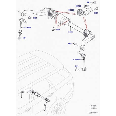 Land rover barre stabilisatrice arriere Range Sport (LR043845)