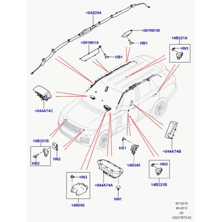 Land rover capteur-airbag lateral Range L405 (LR043878)