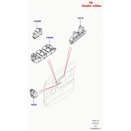 Land rover interrupteur central porte avant Evoque (LR043903)