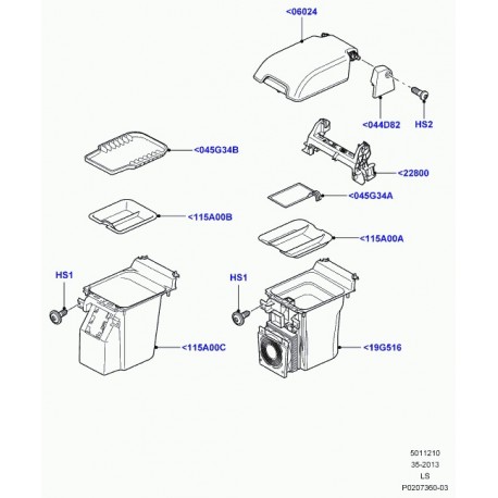 Land rover couvercle compartiment rangement Discovery 3 (LR044049)
