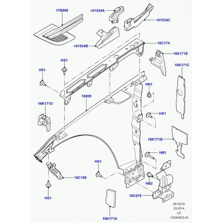 Land rover garniture insonorisation joue aile Range Sport (LR044064)