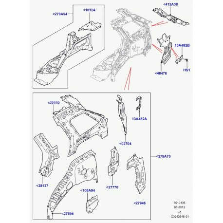 Land rover tole de fermeture feu ar Range Sport (LR044213)