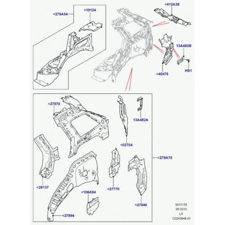 Land rover tole de fermeture feu ar Range Sport (LR044214)