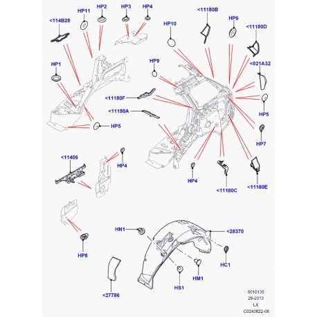 Land rover garniture insonorisation aile arrière Range Sport (LR044241)