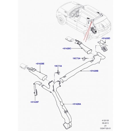 Land rover conduit climatiseur Range Sport (LR044282)