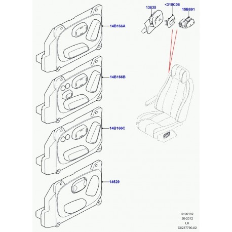 Land rover support interrupteur Range L405 (LR044397)