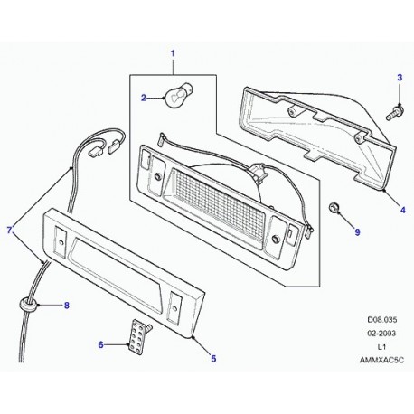 Land rover troisieme feu stop Defender 90, 110, 130 et Discovery 1 (LR044451)