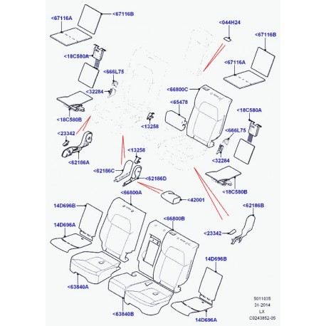 Land rover soufflet boucle ceinture Range L405,  Sport (LR044468)