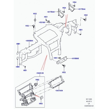 Land rover enjoliveur planche de bord Range Sport (LR044596)