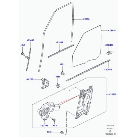 Land rover joint lecheur vitre exterieur avant droit (LR044649)