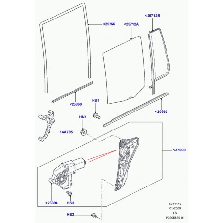 Land rover joint lecheur vitre exterieur arriere droit (LR044651)