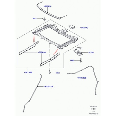 Land rover cadre ouverture toit ouvrant Discovery 3 (LR044766)