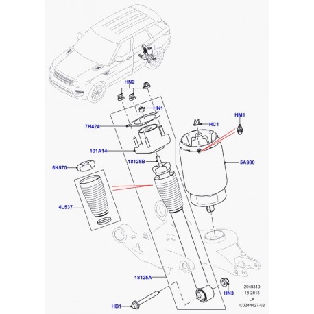 Land rover ressort suspension pneumatique Range L405,  Sport (LR044853)