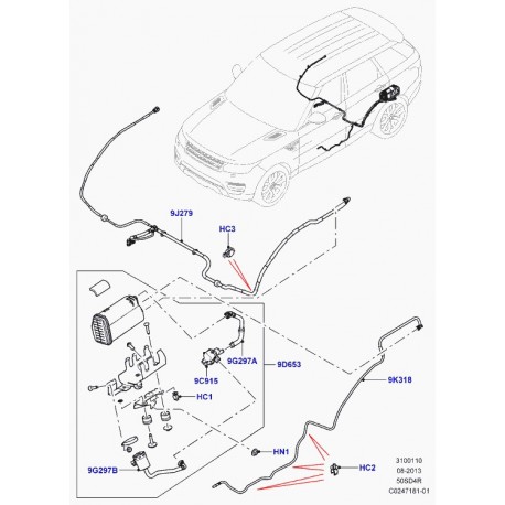 Land rover agrafe tuyau flexible Range L405,  Sport (LR044902)