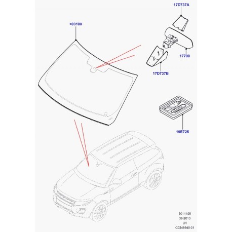 Land rover retroviseur interieur Evoque et Range L405,  Sport (LR045022)