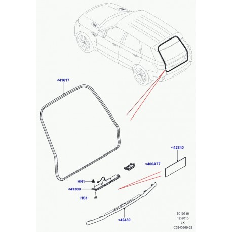 Land rover poignée hayon Range Sport (LR045165)