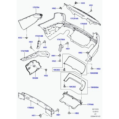 Land rover support pare-chocs Range Sport (LR045180)