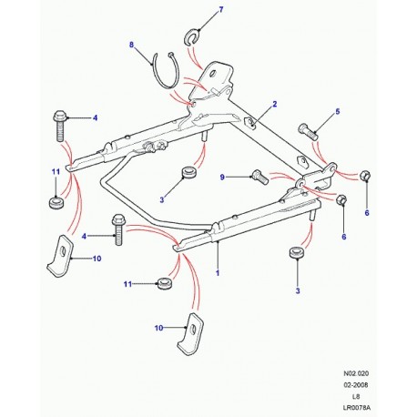 Land rover Glissiere de siege avant gauche DEFENDER (LR045272)