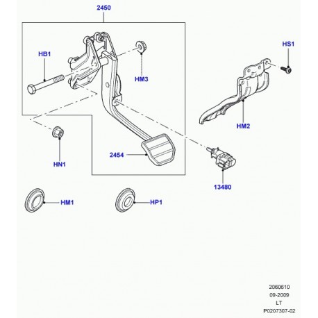 Land rover pedale de frein Discovery 3, Range Sport (LR045343)