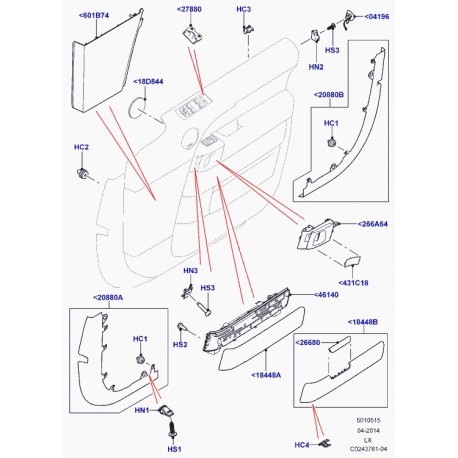 Land rover grille haut-parleurde porte Range Sport (LR045388)