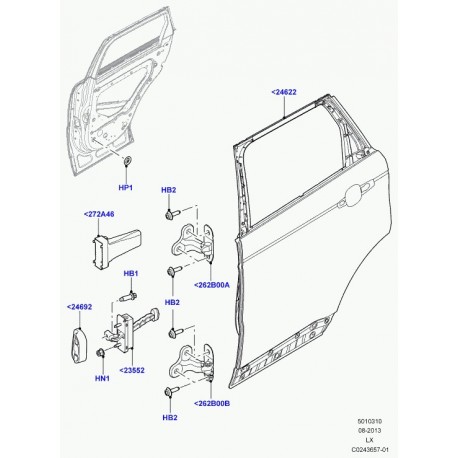 Land rover bras d'arret de porte Range L405,  Sport (LR045541)