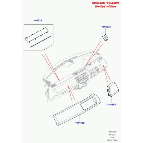 Land rover enjoliveur planche de bord Evoque (LR046014)