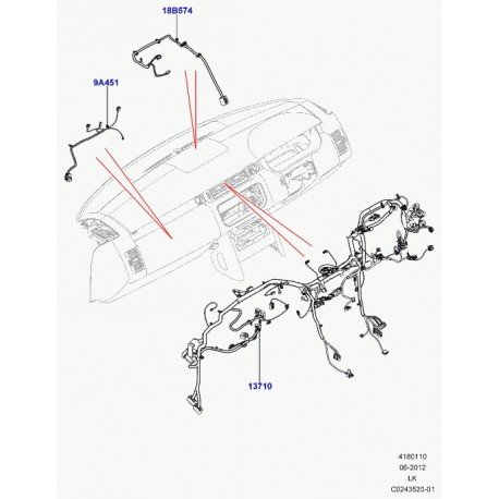 Land rover cablage planche de bord Range L405 (LR046768)