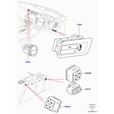 Land rover interrupteur hayon Range L405,  Sport (LR047121)