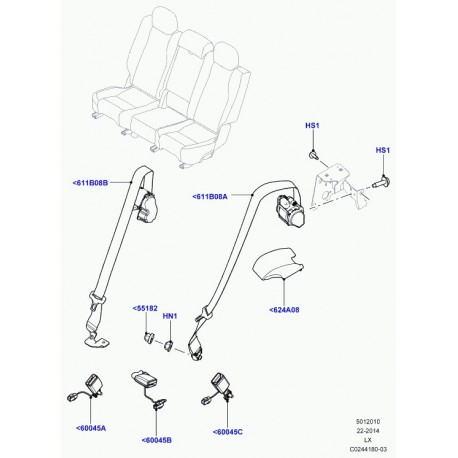 Land rover boucle fermeture ceinture securite Range Sport (LR047628)