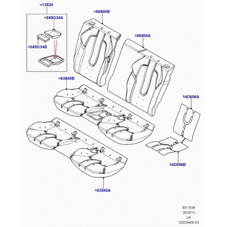 Land rover element chauffage dossier siege arrière Evoque (LR047790)