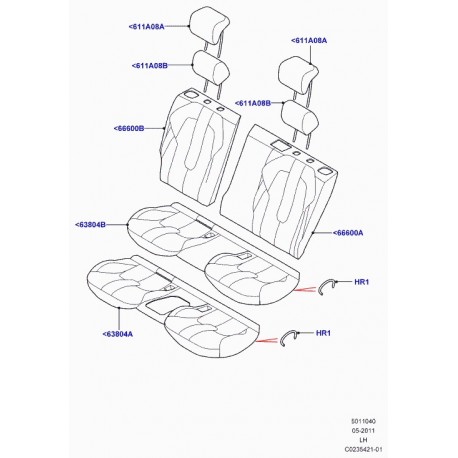 Land rover garniture coussin de siege arrière Evoque (LR047797)