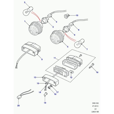 Land rover feu indicateur de direction Defender 90, 110, 130 (LR048187)