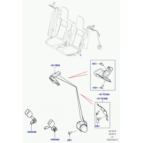 Land rover ceinture de securite et enrouleur Range Sport (LR048206)