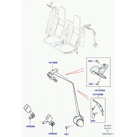 Land rover boucle fermeture ceinture securite Range Sport (LR048219)