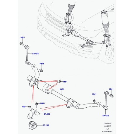 Land rover bague barre stabilisatrice Range L405,  Sport (LR048451)