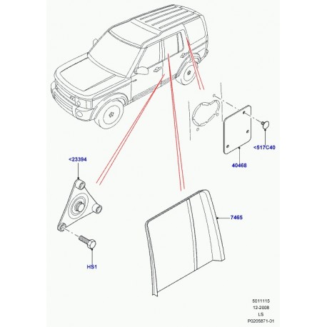 Land rover applique garnissage de porte Discovery 3 (LR048456)