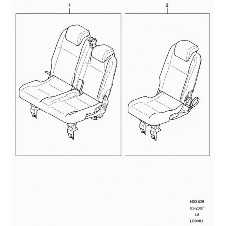 Land rover siege arrière 2 places Defender 90, 110, 130 (LR048477)