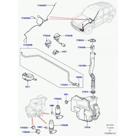 Britpart gicleur lave-glace Discovery 3, Range Sport (LR048615B)