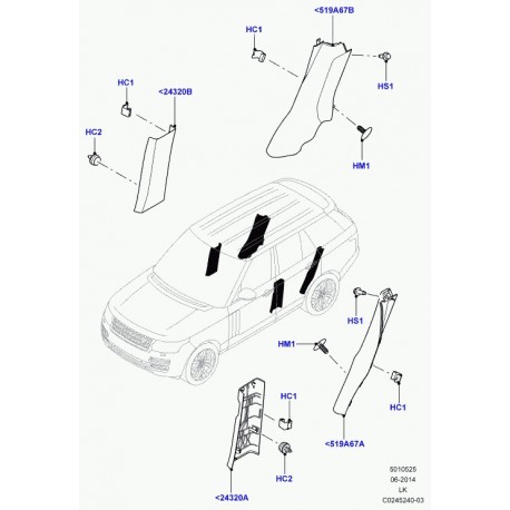Land rover tole interieure montant c Range L405 (LR049096)