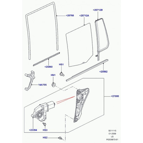 Land rover coulisse de glace Discovery 3 (LR049208)