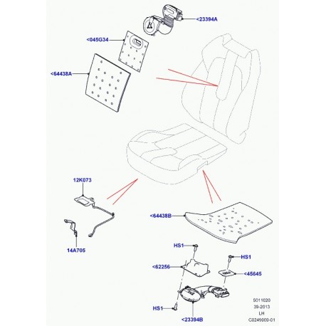 Land rover tapis ventilation siege Evoque (LR049608)