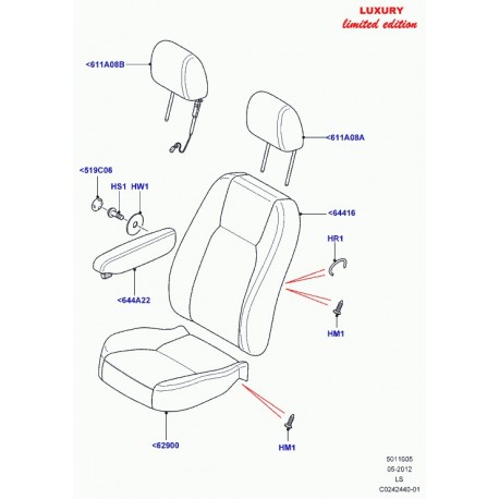 Land rover garnissage dossier de siege Discovery 3 (LR049794)