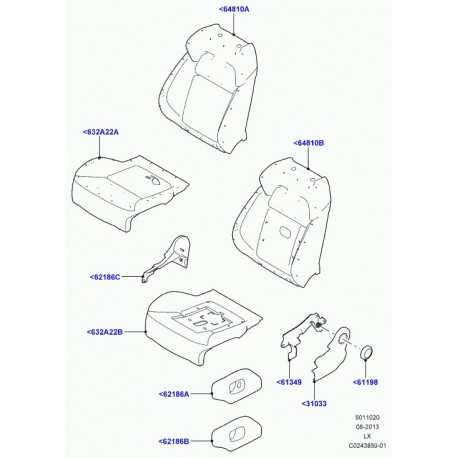 Commander support coussin de siege avant Range L322, L405, Sport LAND ROVER  (HGD500020) pas cher sur RLD Autos